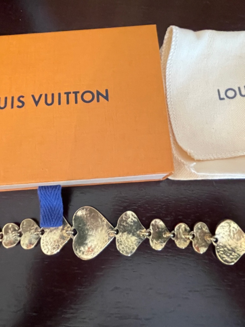 Enamel Louis Vuitton Heart Link Bracelet, 6.75" Bracelet Dust Bag and Box COA - Picture 2 of 7